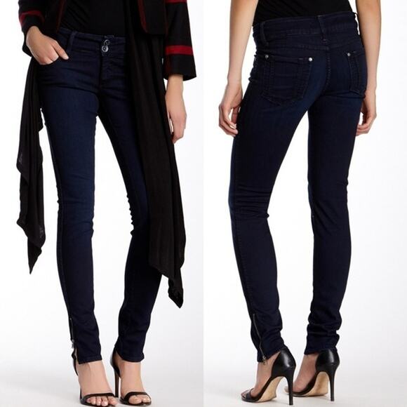 Alice + Olivia Dark Wash Skinny Jeans with Zip Ankle Size 6 Cotton Stretch - Picture 11 of 11